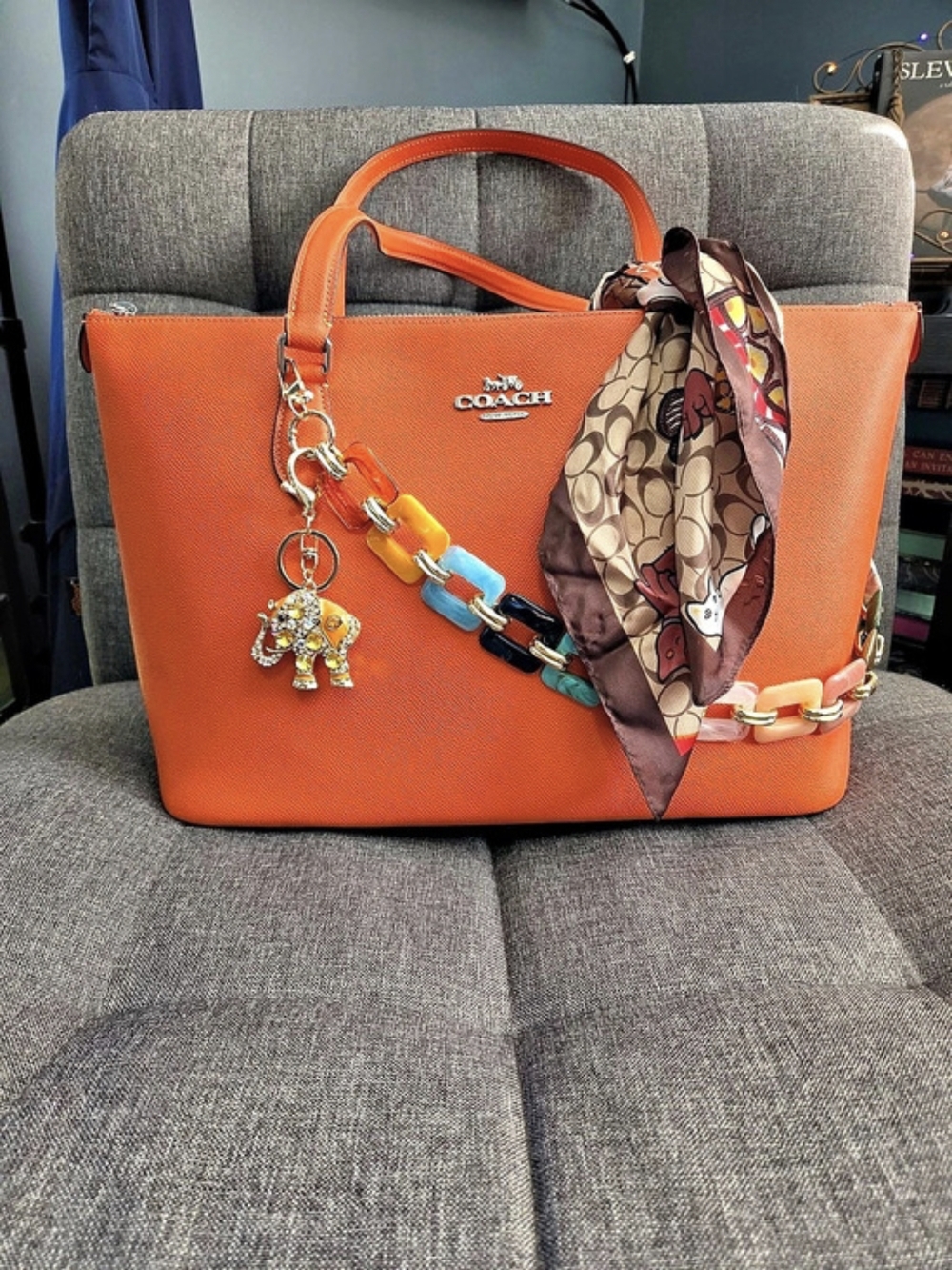Coach Gallery Tote Leather in Bright Orange